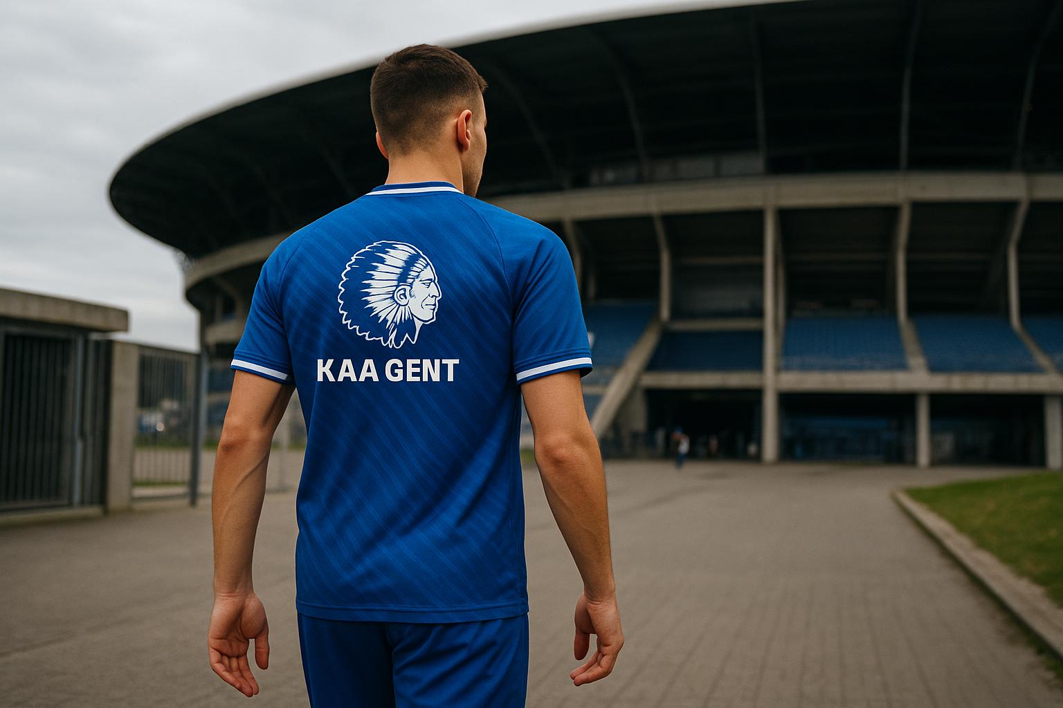 Matties Volckaert in tenue van KAA Gent tijdens een moment rond contractnieuws