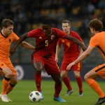 Actiebeeld tijdens de oefeninterland tussen België U21 en Nederland U21 in Venlo