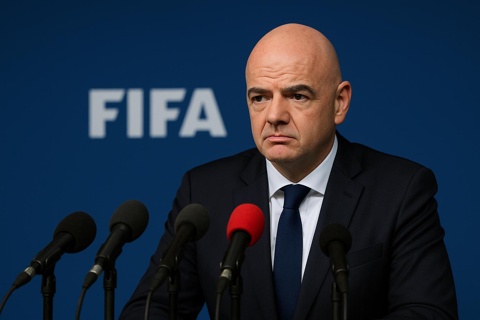 Gianni Infantino tijdens een persmoment van de FIFA over het WK 2026