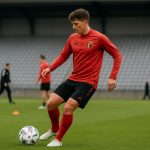 Nathan De Cat van Anderlecht tijdens een trainingsmoment bij de Rode Duivels