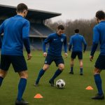 Spelers van KRC Genk tijdens een trainingsmoment in aanloop naar een wedstrijd.