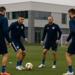 Training van Bosnië en Herzegovina in Butmir met spelers op het oefenveld