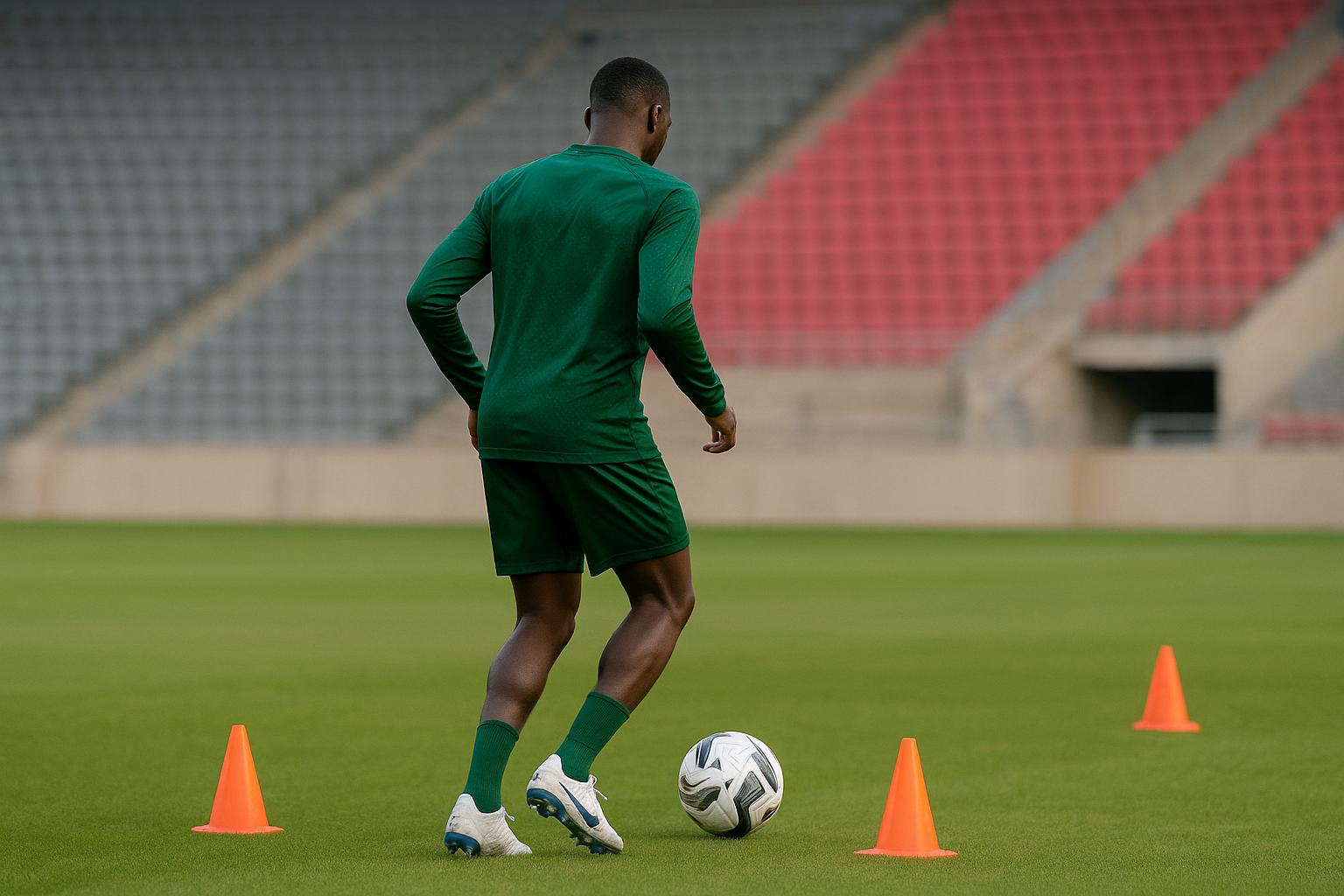 Matteo Dams op training bij Al Ahli, gefotografeerd zonder herkenbare gezichten