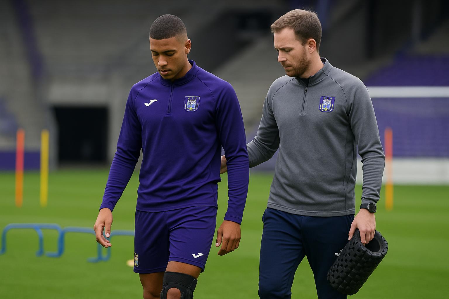 Danylo Sikan van Anderlecht tijdens een trainingsmoment in het Lotto Park
