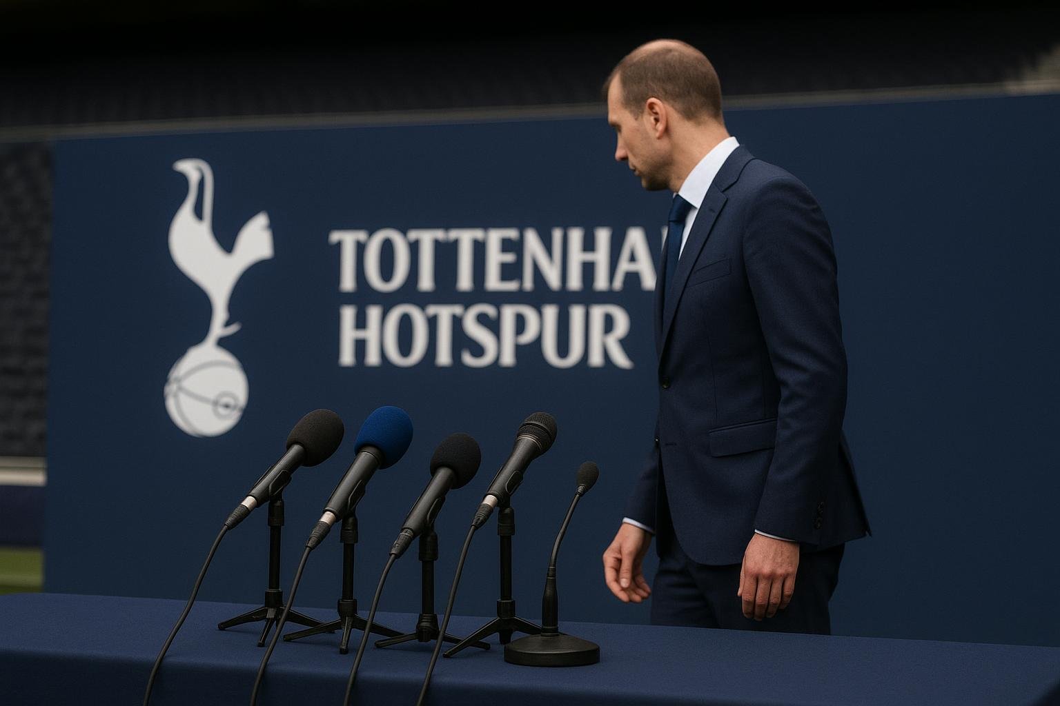 Roberto De Zerbi in een persmoment rond zijn aanstelling bij Tottenham Hotspur