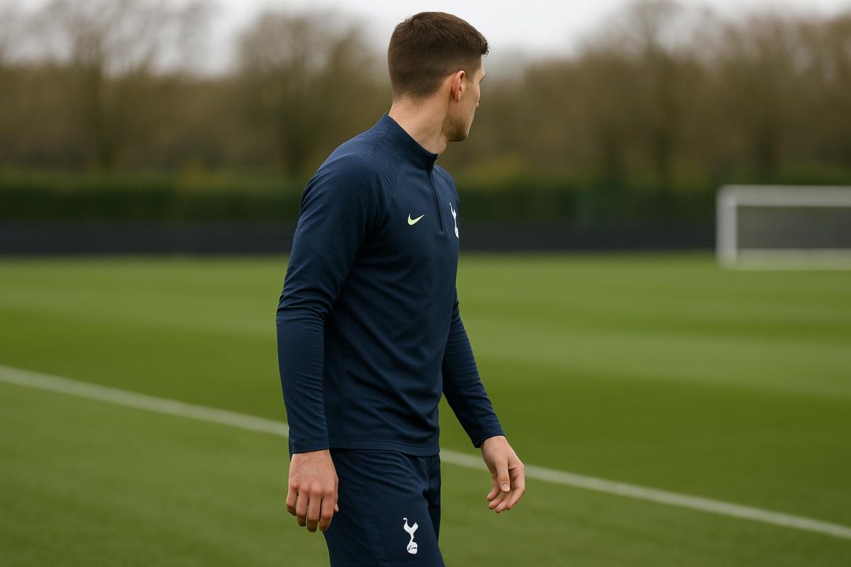 Micky van de Ven van Tottenham Hotspur tijdens een trainingsmoment