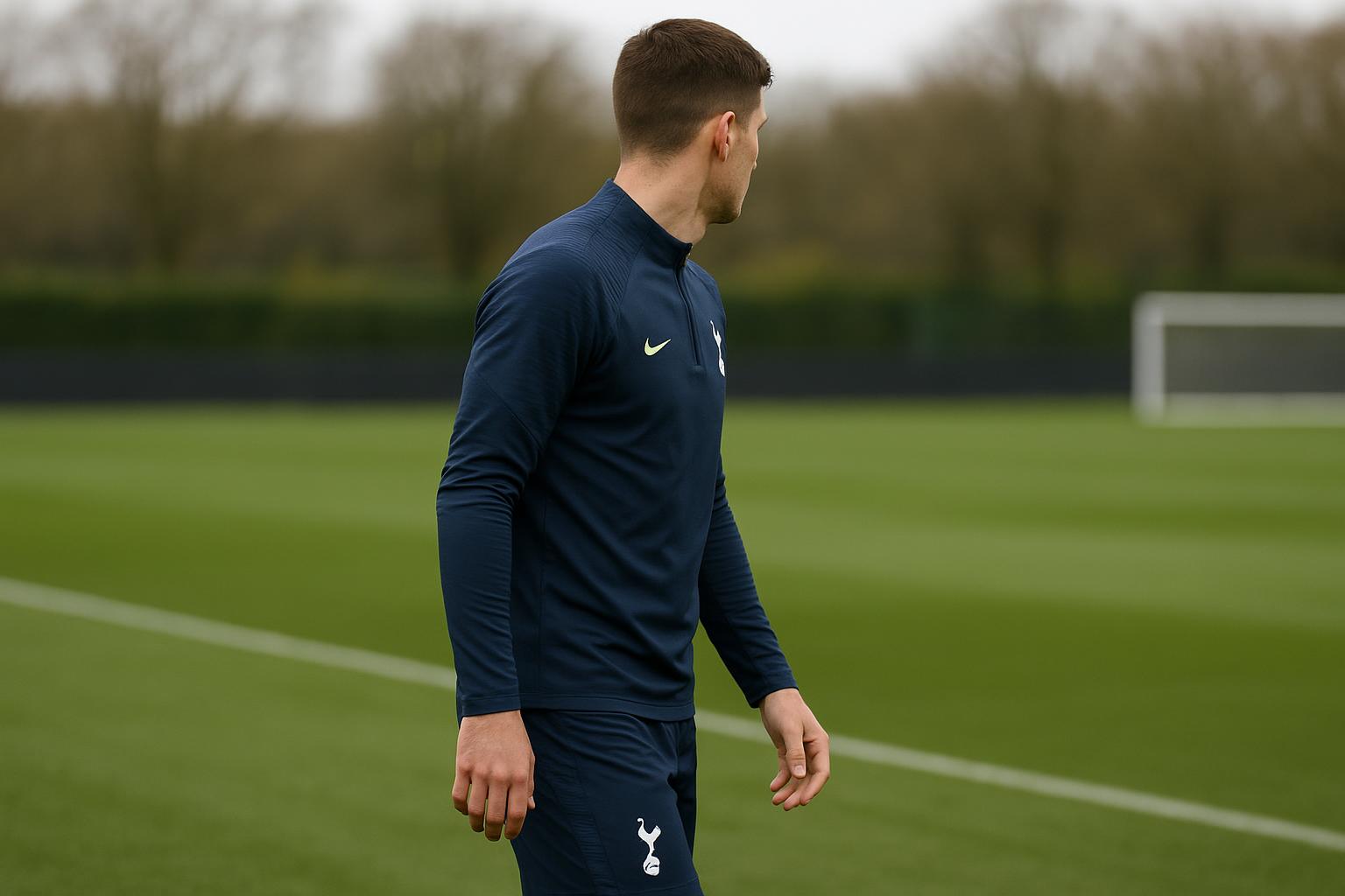 Micky van de Ven van Tottenham Hotspur tijdens een trainingsmoment