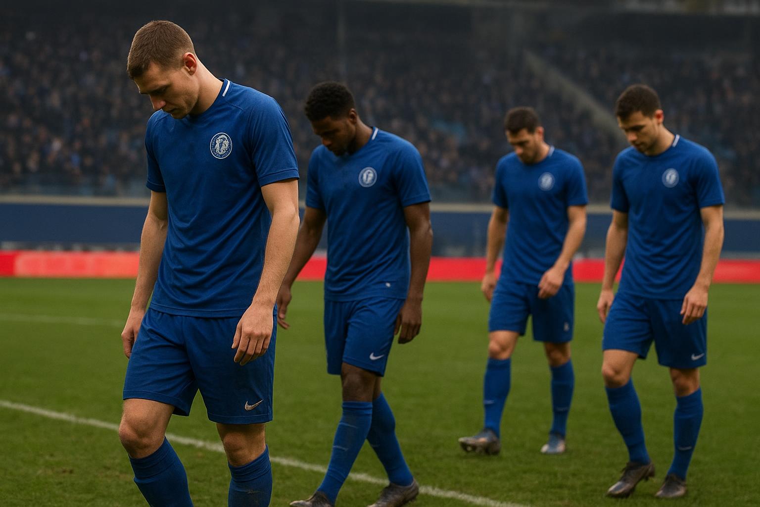 Spelers van KAA Gent druipen teleurgesteld af na een wedstrijd in de Jupiler Pro League.