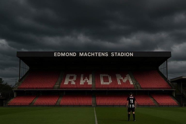 Sombere sfeer rond RWDM in het Edmond Machtensstadion tijdens een periode van licentieproblemen