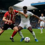Wedstrijdbeeld van Leeds United tegen Sunderland in een duel op Elland Road