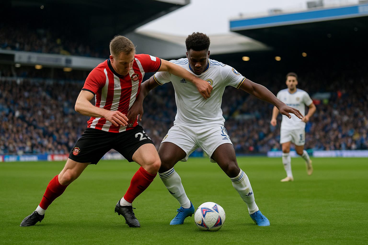 Wedstrijdbeeld van Leeds United tegen Sunderland in een duel op Elland Road