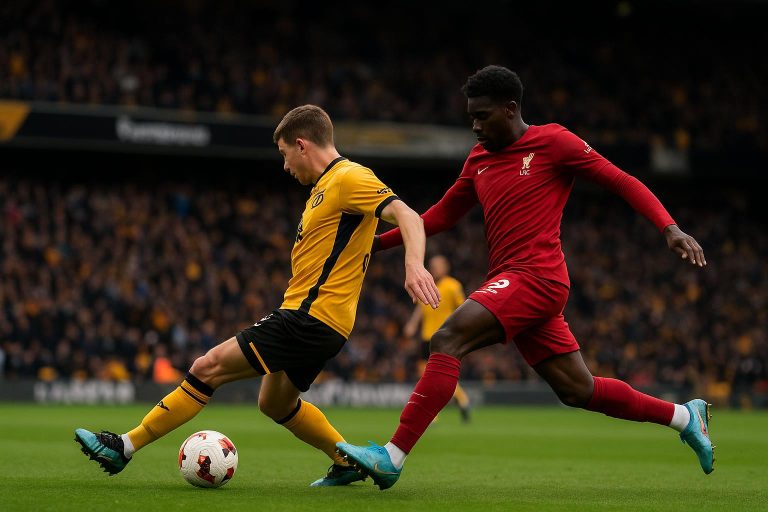 Actiebeeld uit Wolverhampton Wanderers tegen Liverpool op Molineux