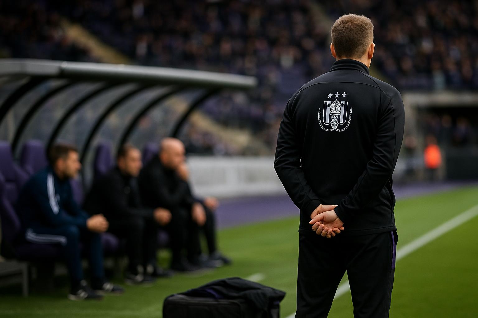 Jรฉrรฉmy Taravel van RSC Anderlecht in een coachcontext naast het veld