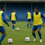 Spelers van KVC Westerlo tijdens een training met focus op het WK-doel