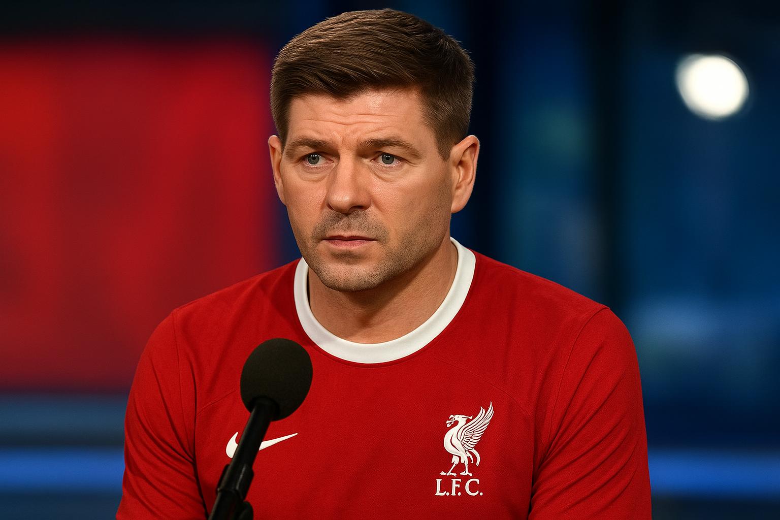 Steven Gerrard als analist in een tv-studio na een wedstrijd van Liverpool