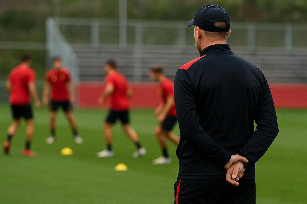 Rudi Garcia tijdens een moment met de Rode Duivels op training