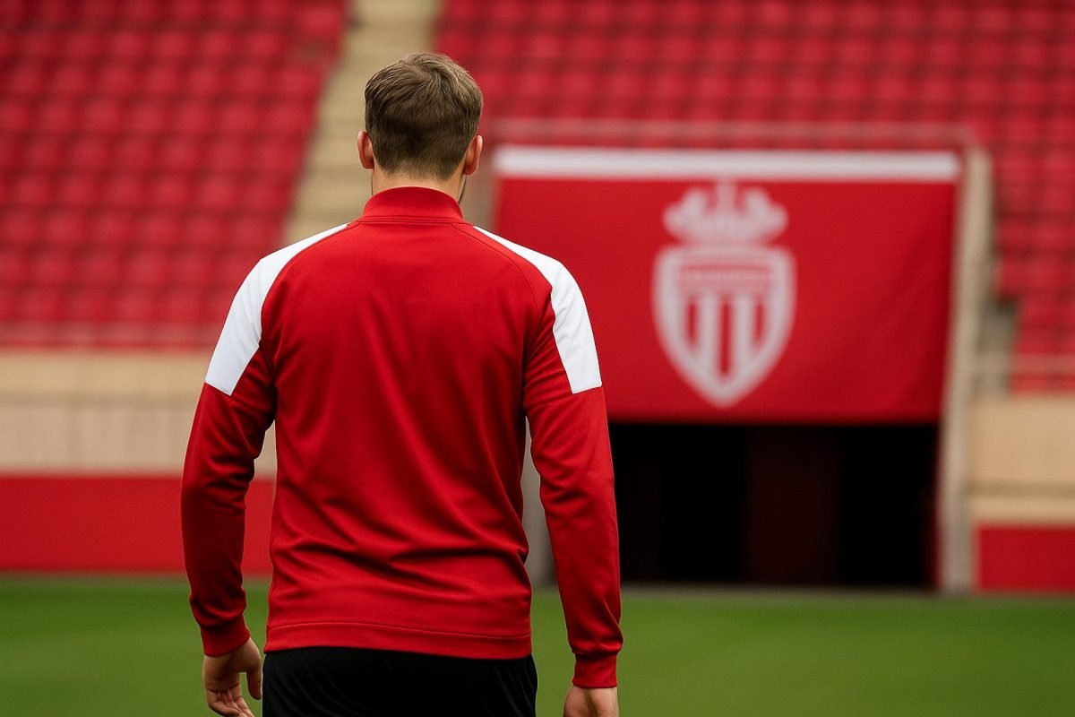 Wout Faes tijdens een trainingsmoment bij AS Monaco