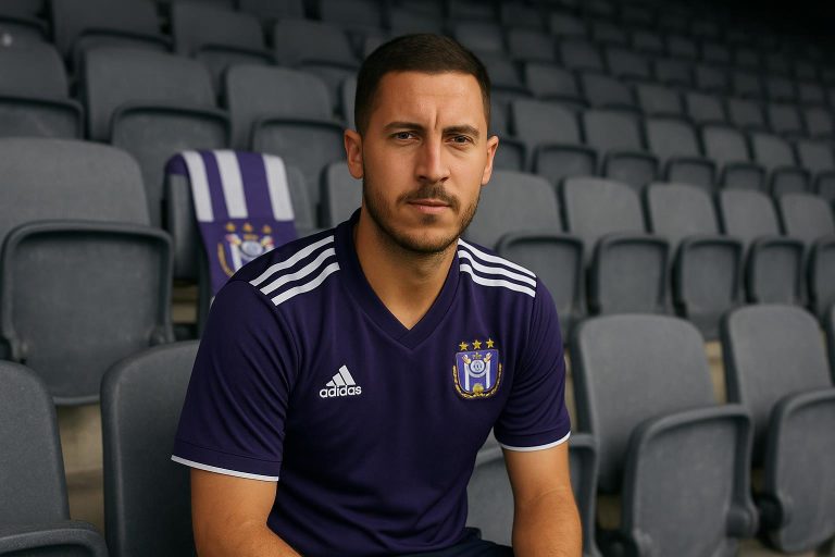 Eden Hazard in een stadionomgeving tijdens een bezoek aan een wedstrijd in België