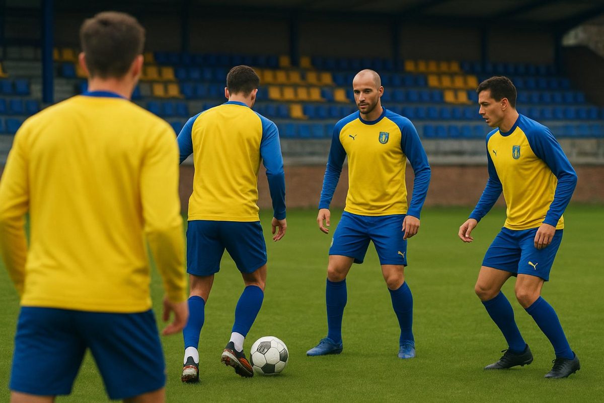 Spelers van KVC Westerlo op training, met focus op de kleedkamersfeer zonder herkenbare gezichten.