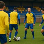 Spelers van KVC Westerlo op training, met focus op de kleedkamersfeer zonder herkenbare gezichten.