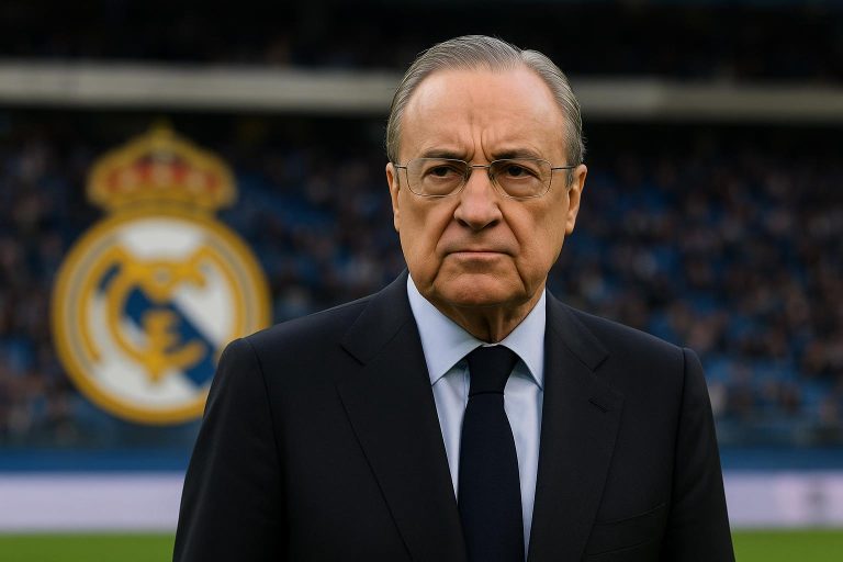 Florentino Pérez in de stadionomgeving van Real Madrid