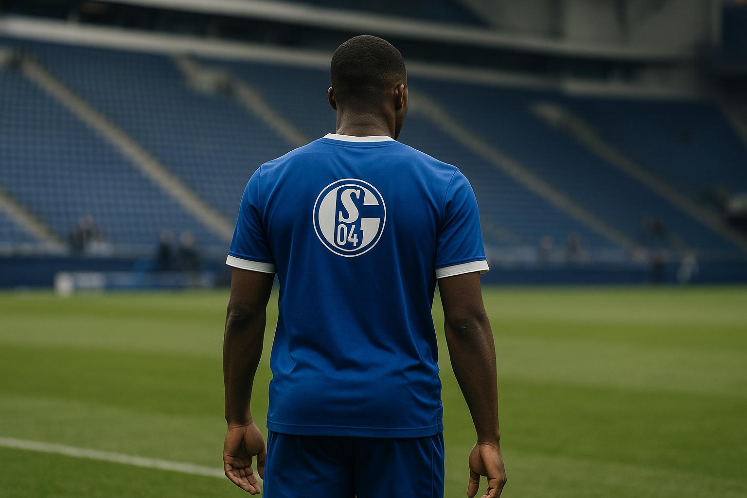 Moussa Ndiaye in actie in het shirt van Schalke 04 tijdens een wedstrijd in de Bundesliga 2