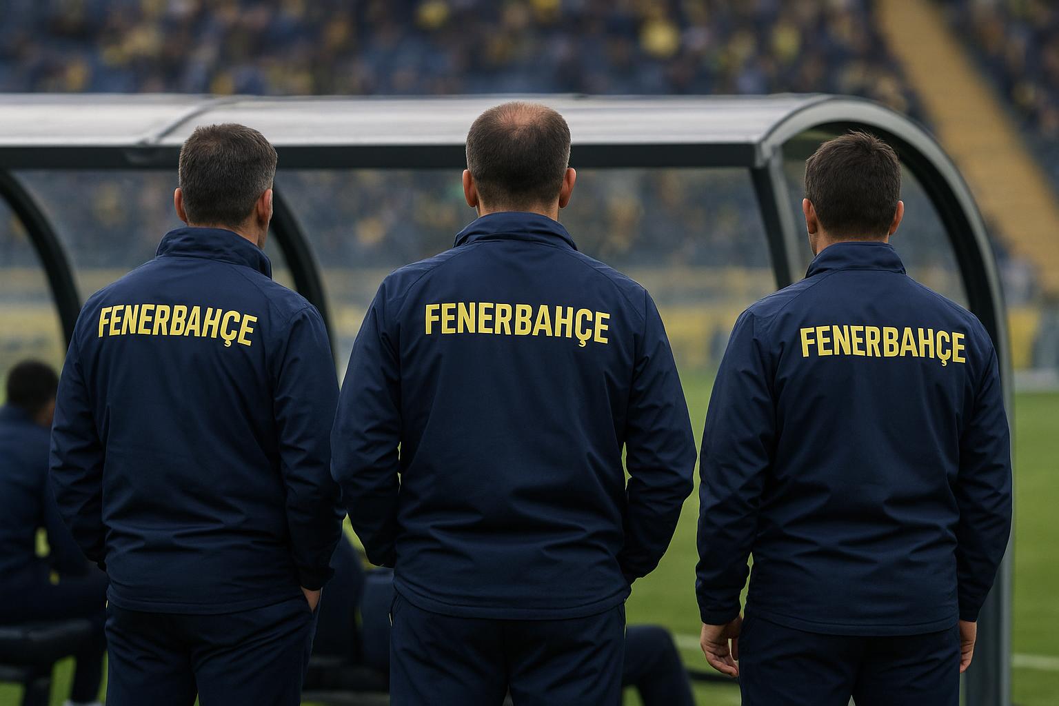 Sfeerbeeld rond Fenerbahçe: de bank en staf tijdens een wedstrijd, in de context van de afwezigheid van coach Domenico Tedesco