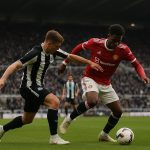 Actiefase tijdens Newcastle United tegen Manchester United op St. James’ Park