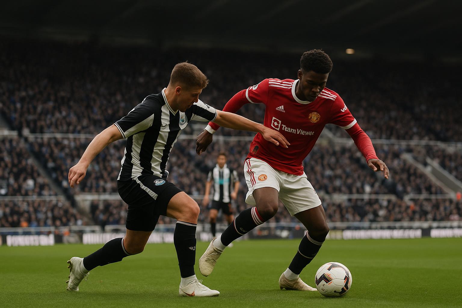Actiefase tijdens Newcastle United tegen Manchester United op St. James’ Park