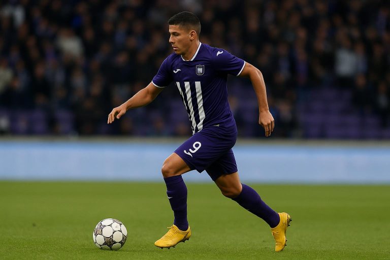 Thorgan Hazard van RSC Anderlecht in actie tijdens een wedstrijd in het Lotto Park
