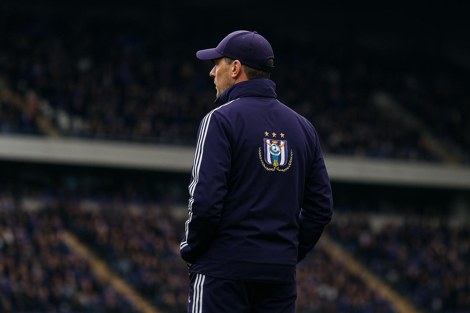 Jรฉrรฉmy Taravel langs de zijlijn bij Anderlecht tijdens een wedstrijd