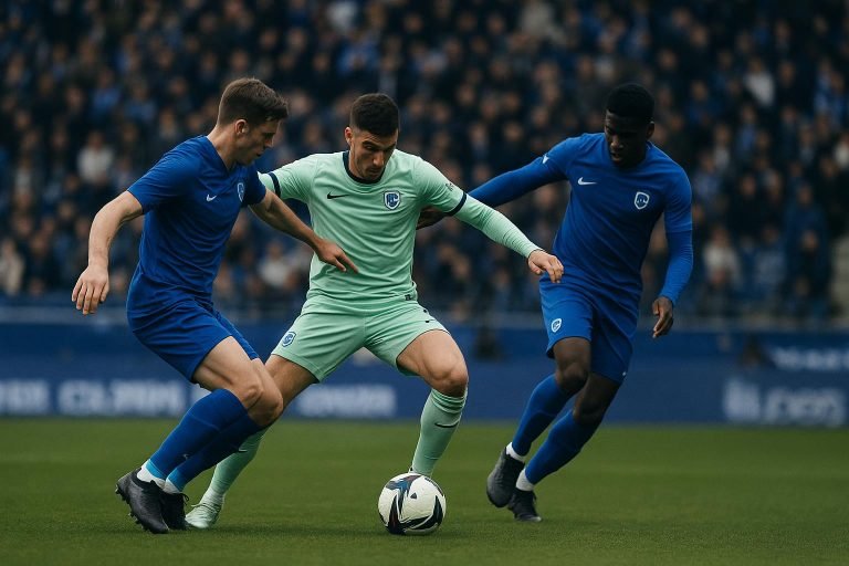 Spelers van KRC Genk tijdens een wedstrijd in de Jupiler Pro League