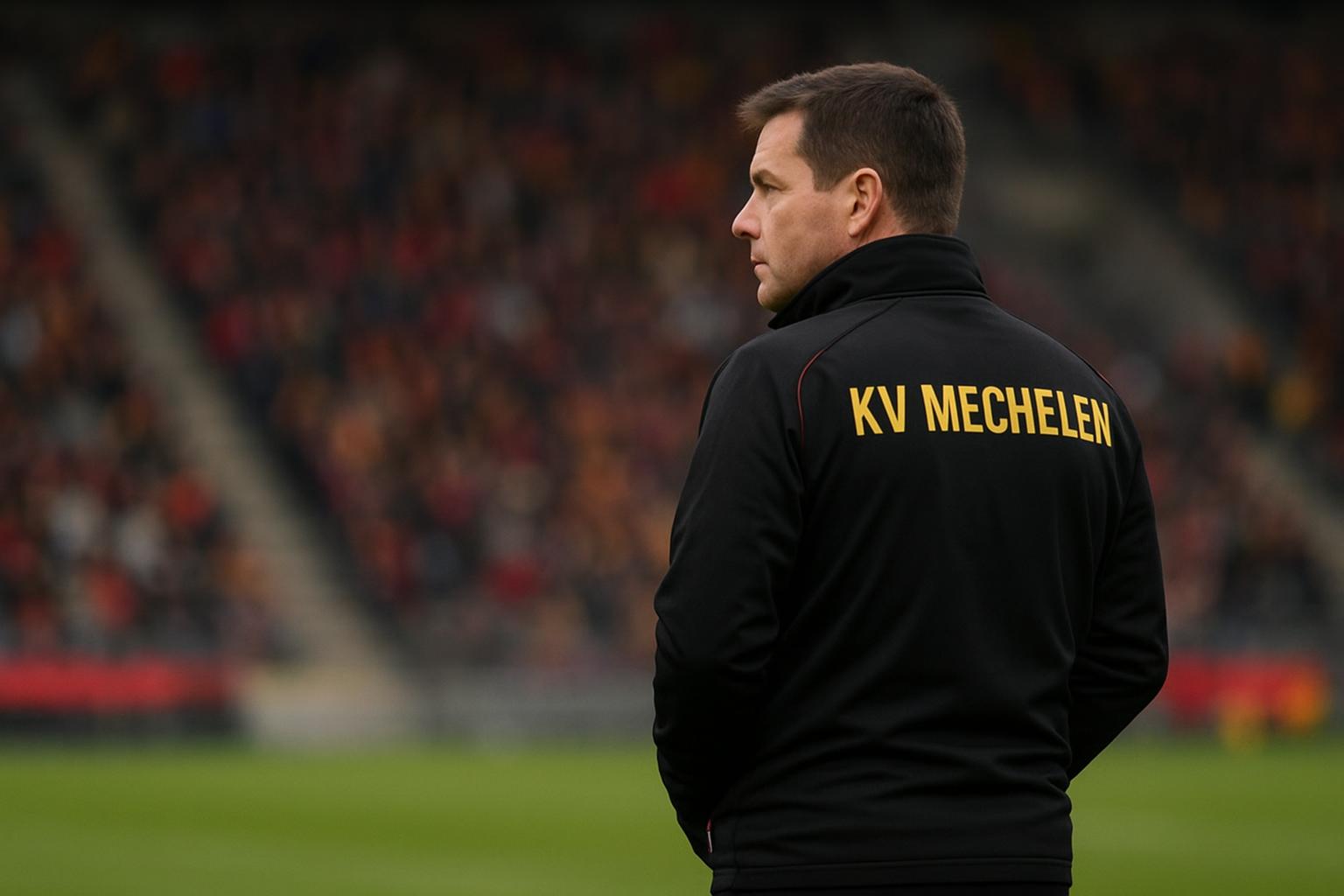 Fred Vanderbiest tijdens een wedstrijd van KV Mechelen langs de zijlijn
