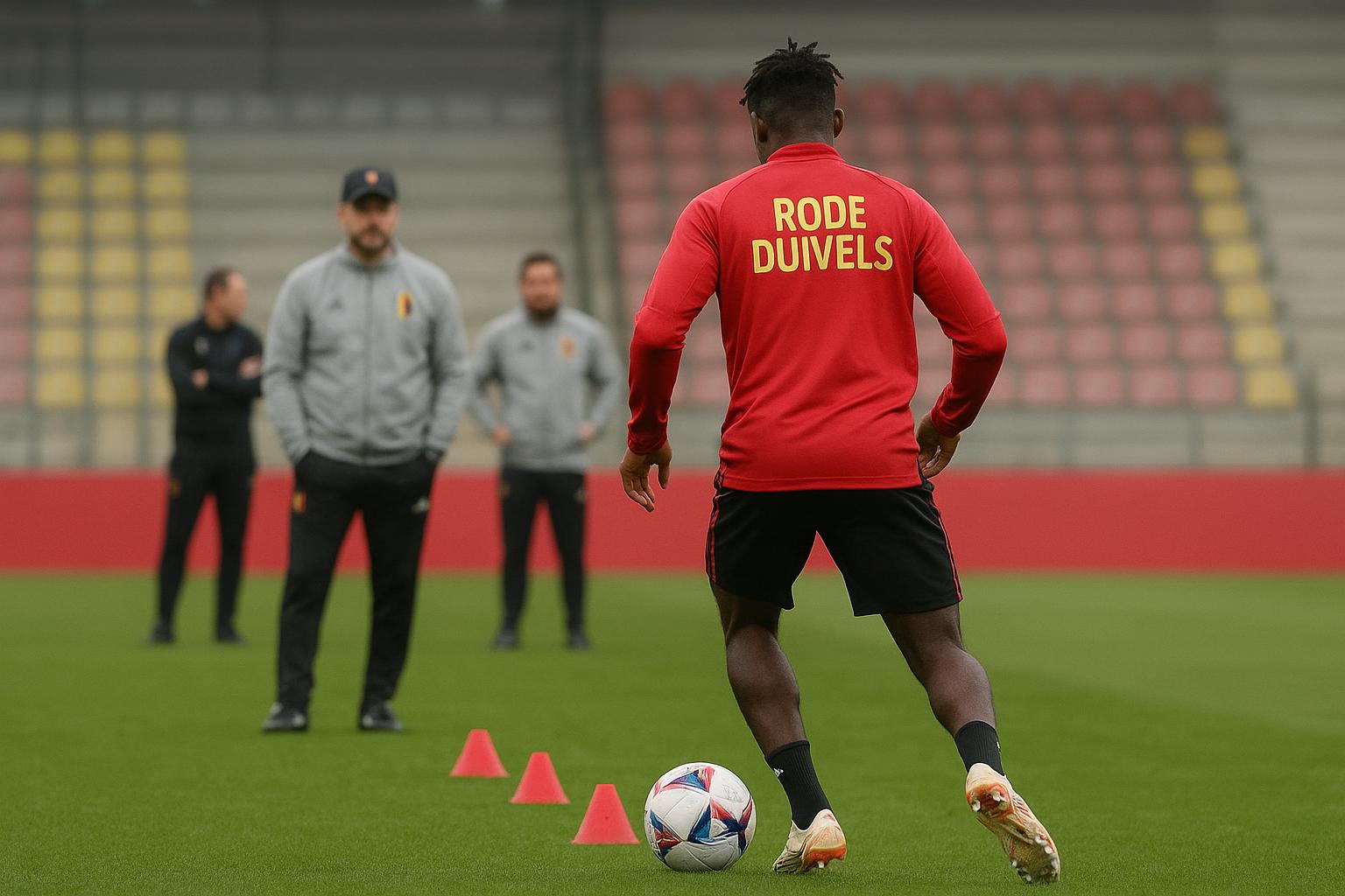 Bondscoach Rudi Garcia in Rode Duivels-context tijdens een trainingsmoment