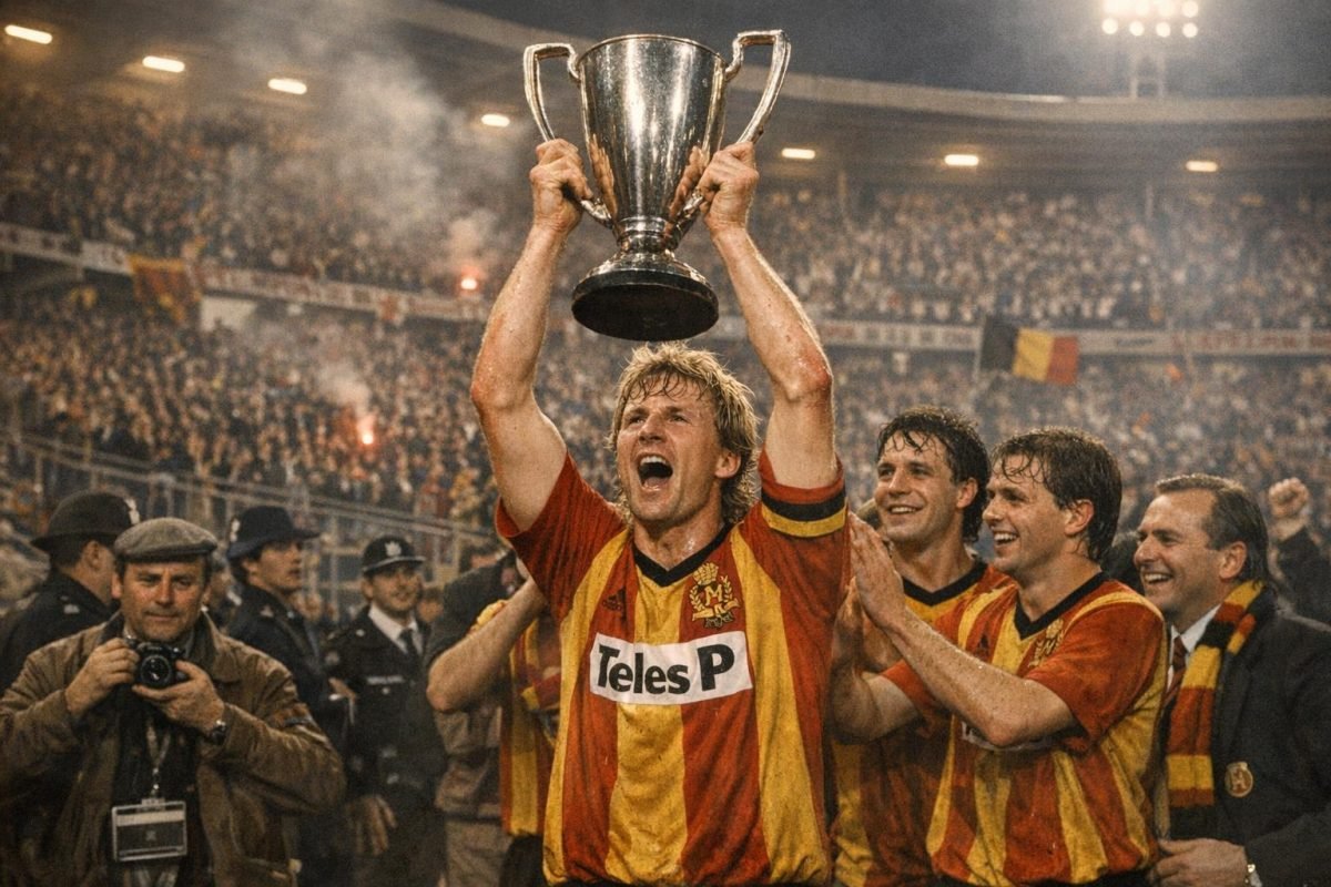 KV Mechelen viert de Europacup II op Heizel in 1989