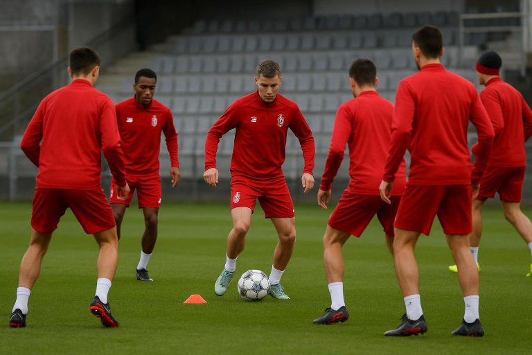 Training van Standard in de ochtend met spelers op het veld