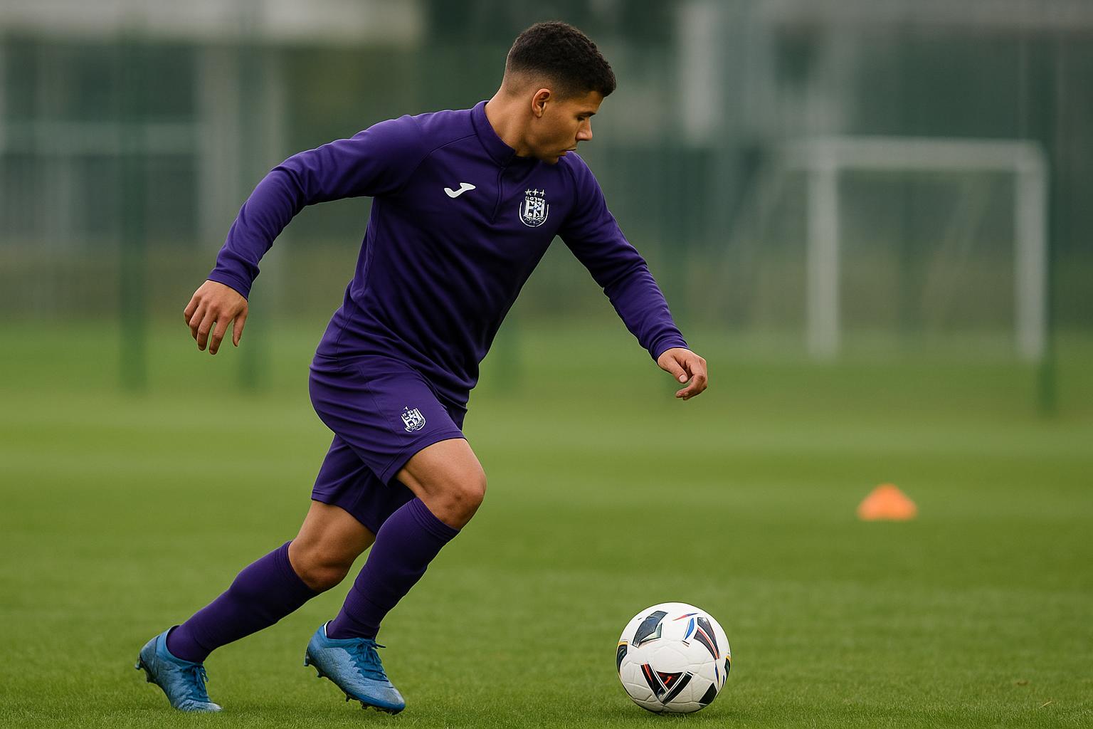 Nathan De Cat van Anderlecht op het trainingsveld
