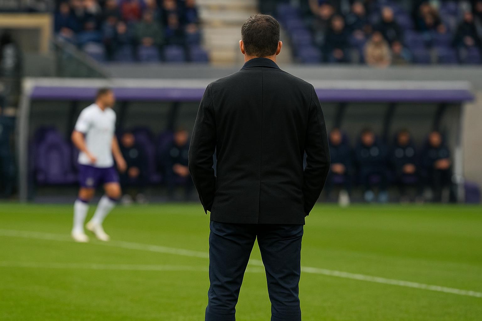 Jérémy Taravel op de bank van RSC Anderlecht in het Lotto Park