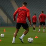 Rudi Garcia tijdens een trainingsmoment van de Rode Duivels in aanloop naar een selectie