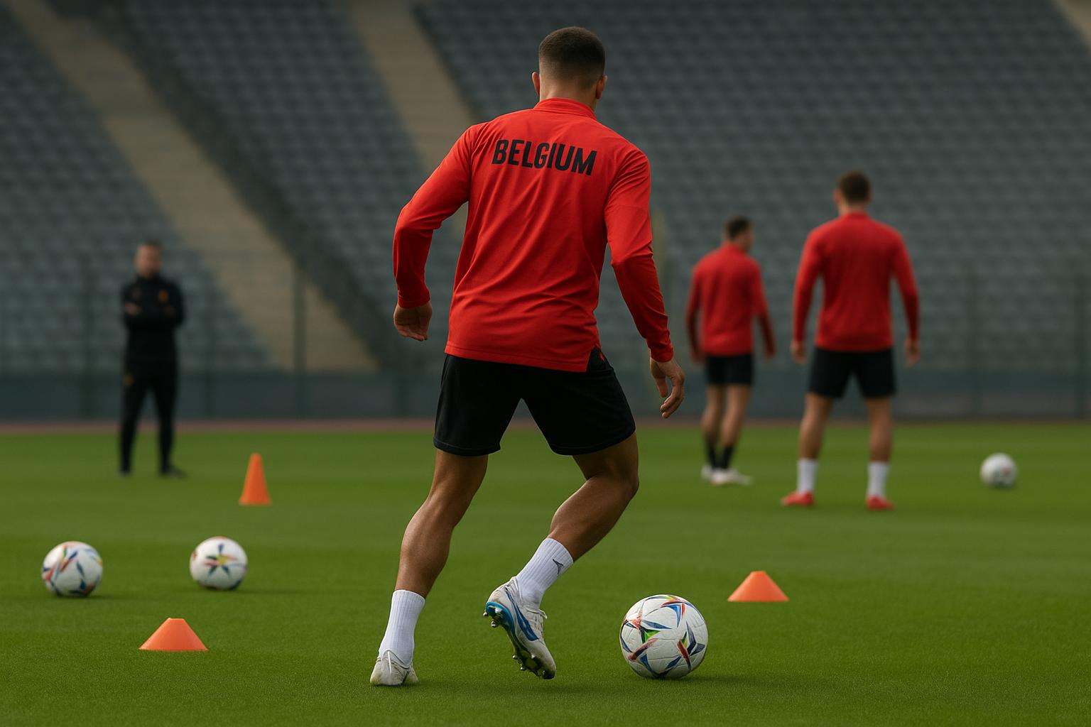 Rudi Garcia tijdens een trainingsmoment van de Rode Duivels in aanloop naar een selectie
