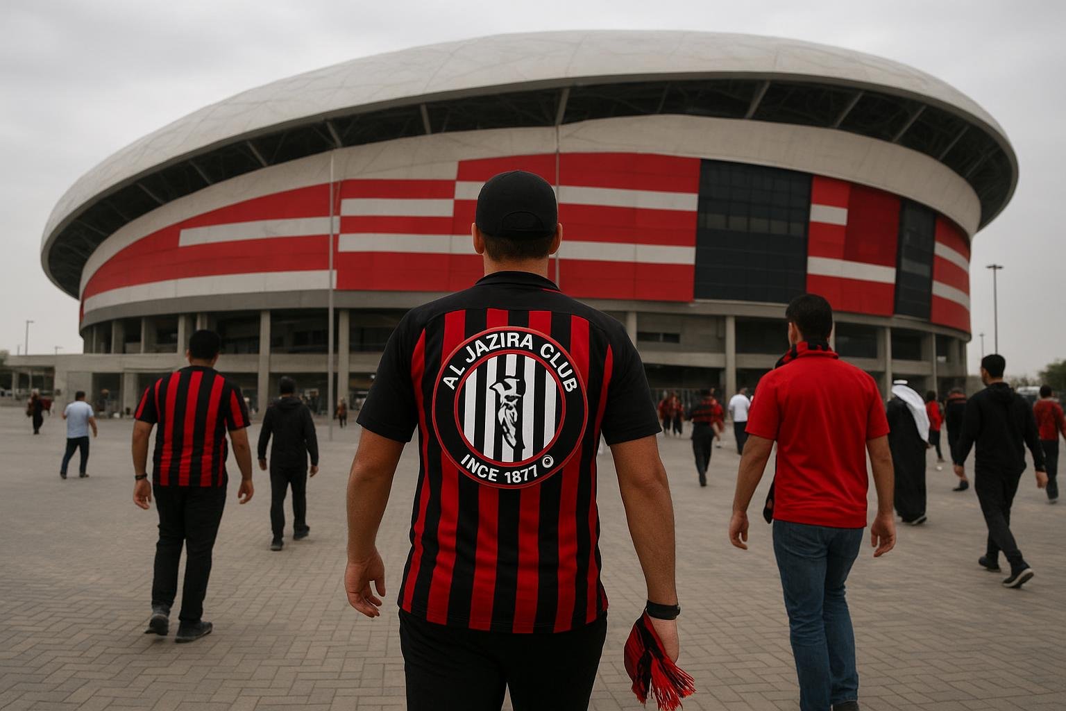 Karim Rekik in de omgeving van een stadion in de Verenigde Arabische Emiraten