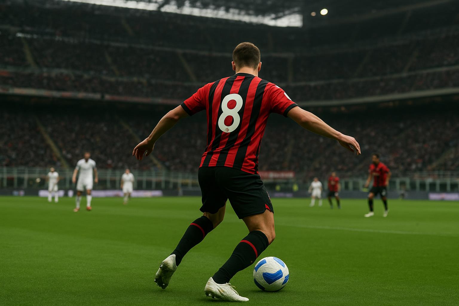 Giacomo Bonaventura in actie als middenvelder tijdens een wedstrijd in clubkleuren