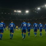 Spelers van KRC Genk vieren samen na een Europese wedstrijd