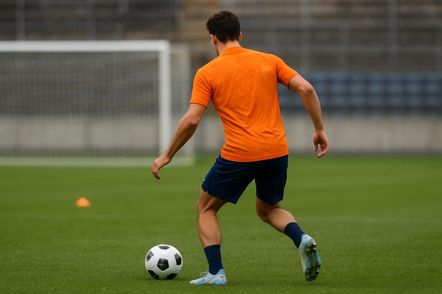 Xavi Simons in trainingsoutfit van Oranje tijdens een sessie op het veld