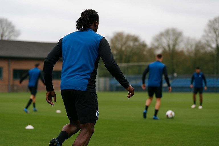 Joel Ordonez in trainingscontext bij Club Brugge op een oefenveld.