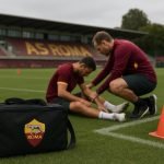 Sfeerbeeld rond AS Roma op training, met focus op blessurezorgen zonder herkenbare gezichten