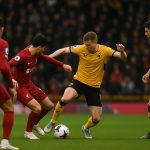 Spelmoment tijdens Wolverhampton Wanderers tegen Liverpool in de FA Cup
