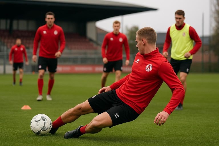 Trainer Michel Jonckheere van KV Kortrijk tijdens een trainingsmoment