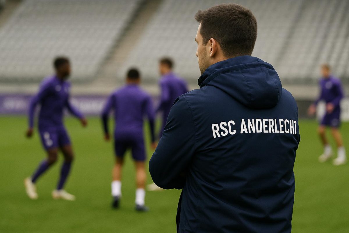 Jérémy Taravel langs de lijn bij Anderlecht in aanloop naar het duel met Club Brugge