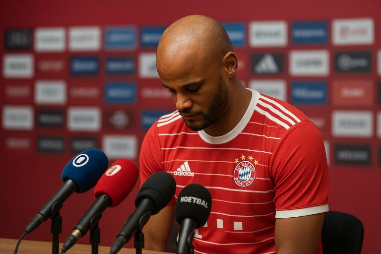 Vincent Kompany tijdens een persmoment bij Bayern München